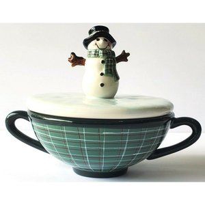 SAKURA Fiddlestix Snowman Portraits FILL-A-BOWL Candy Dish Bowl with LID winter